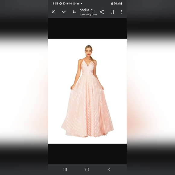 Elegant light Pink Halter Evening Gown - Picture 3 of 10